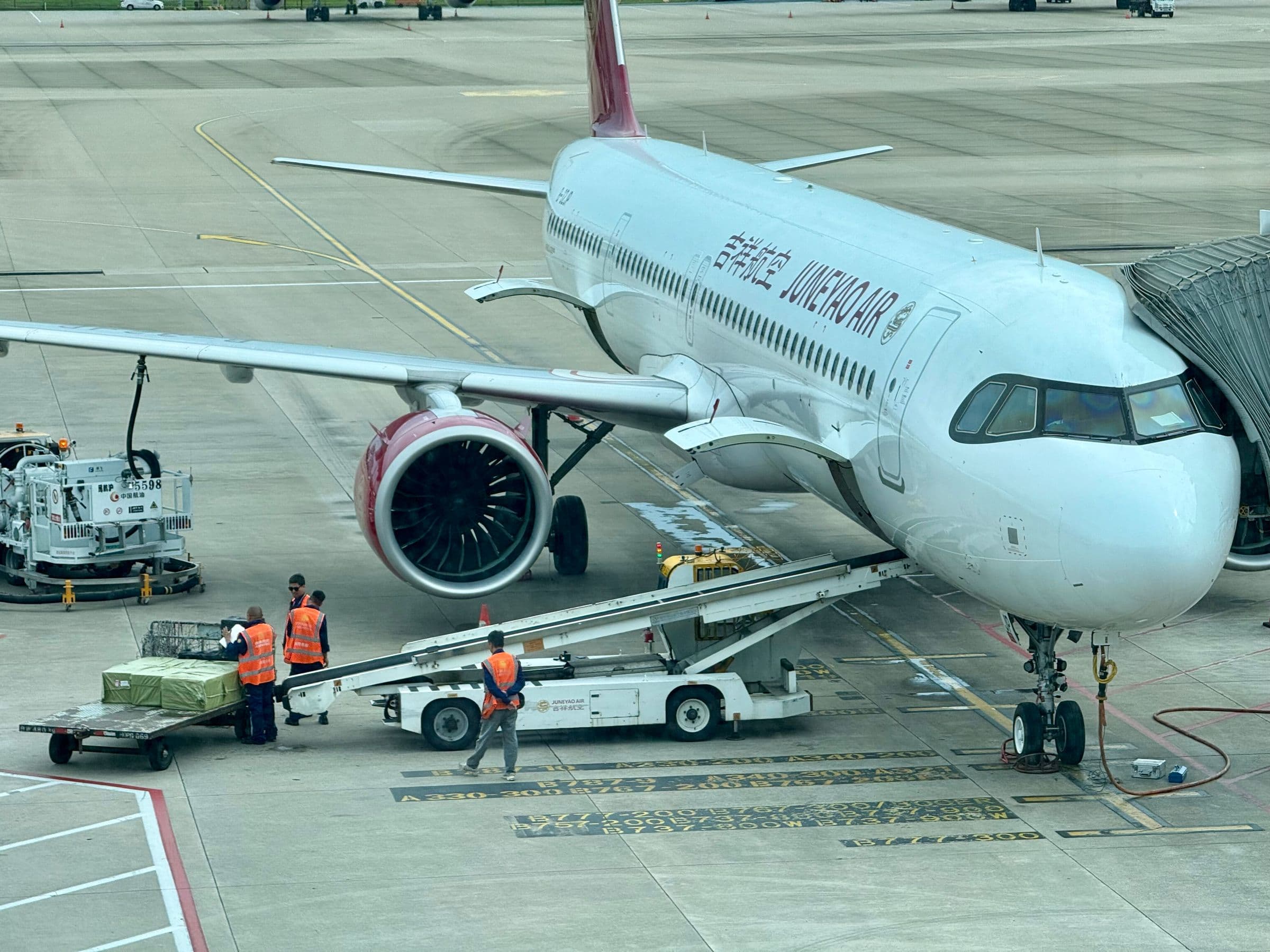 Frachtabfertigung am Laderaum eines Flugzeugs