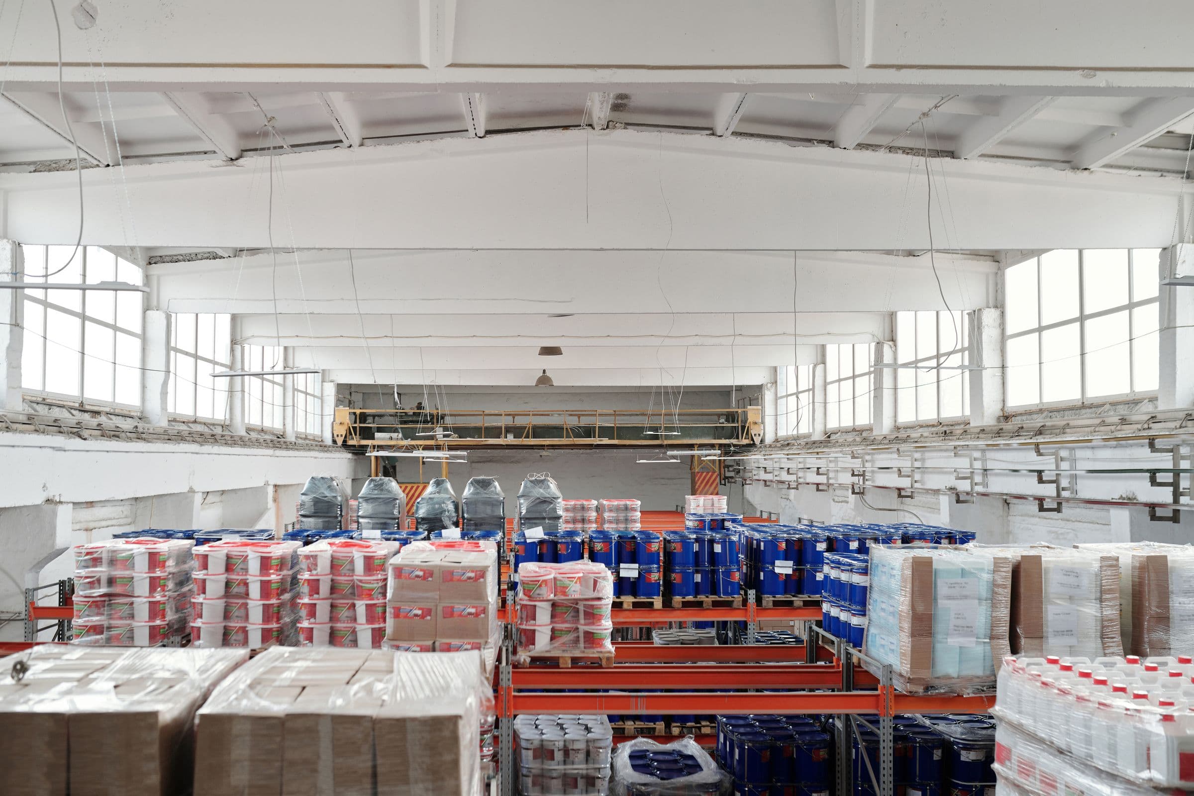 Verpackte und palettierte Ware im Konsolidierungslager